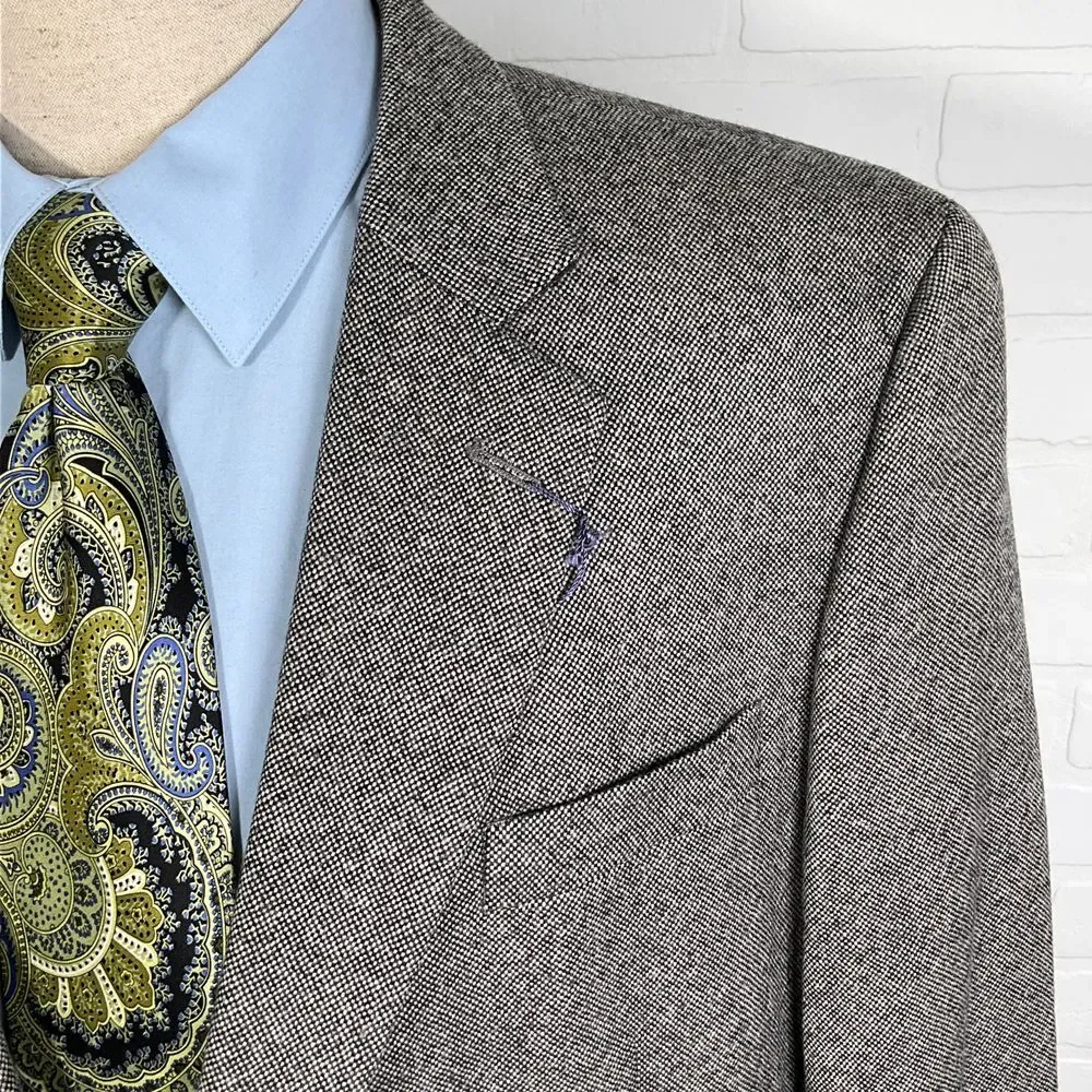 Stafford Blazer Men 50R Black‎ White Donegal Signature Classic Fit Merino Wool